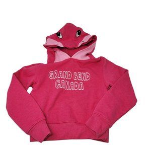 Grand Bend Canada Girls Hooded Sweatshirt Size 2T Pink Shark Hood Wild Child